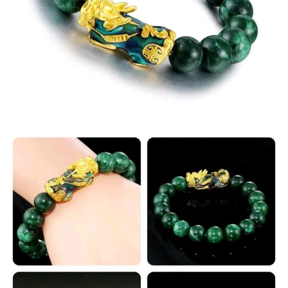 Feng Shui Green Obsidian Pixiu Bracelet Attract Wealth Good Luck Jewelry Gift - Picture 1 of 4